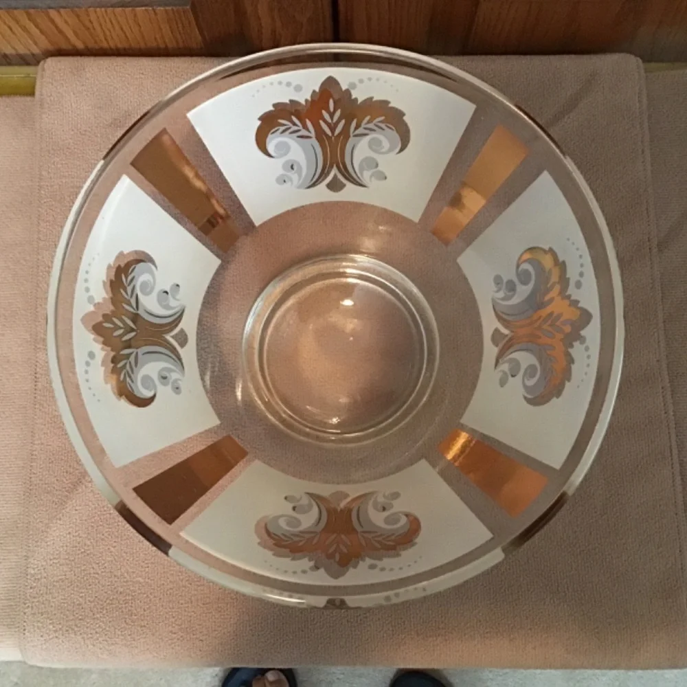 -Vintage Mid Century Fleur De Lis Motif Bowl - Picture 3 of 8